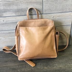 Camel leather mini backpack